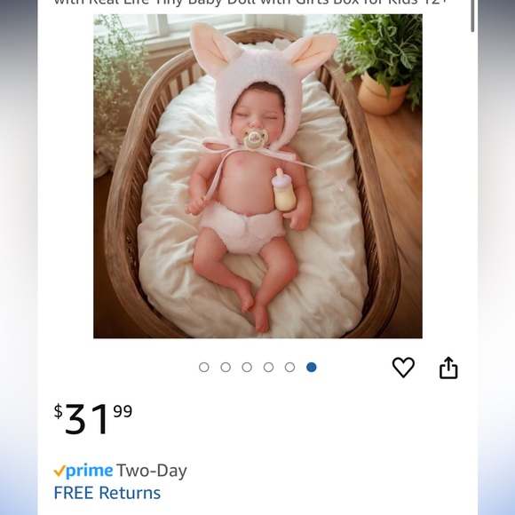 Adorable Reborn Baby Doll with Brown Hair and Cream Outfit - Picture 10 of 10